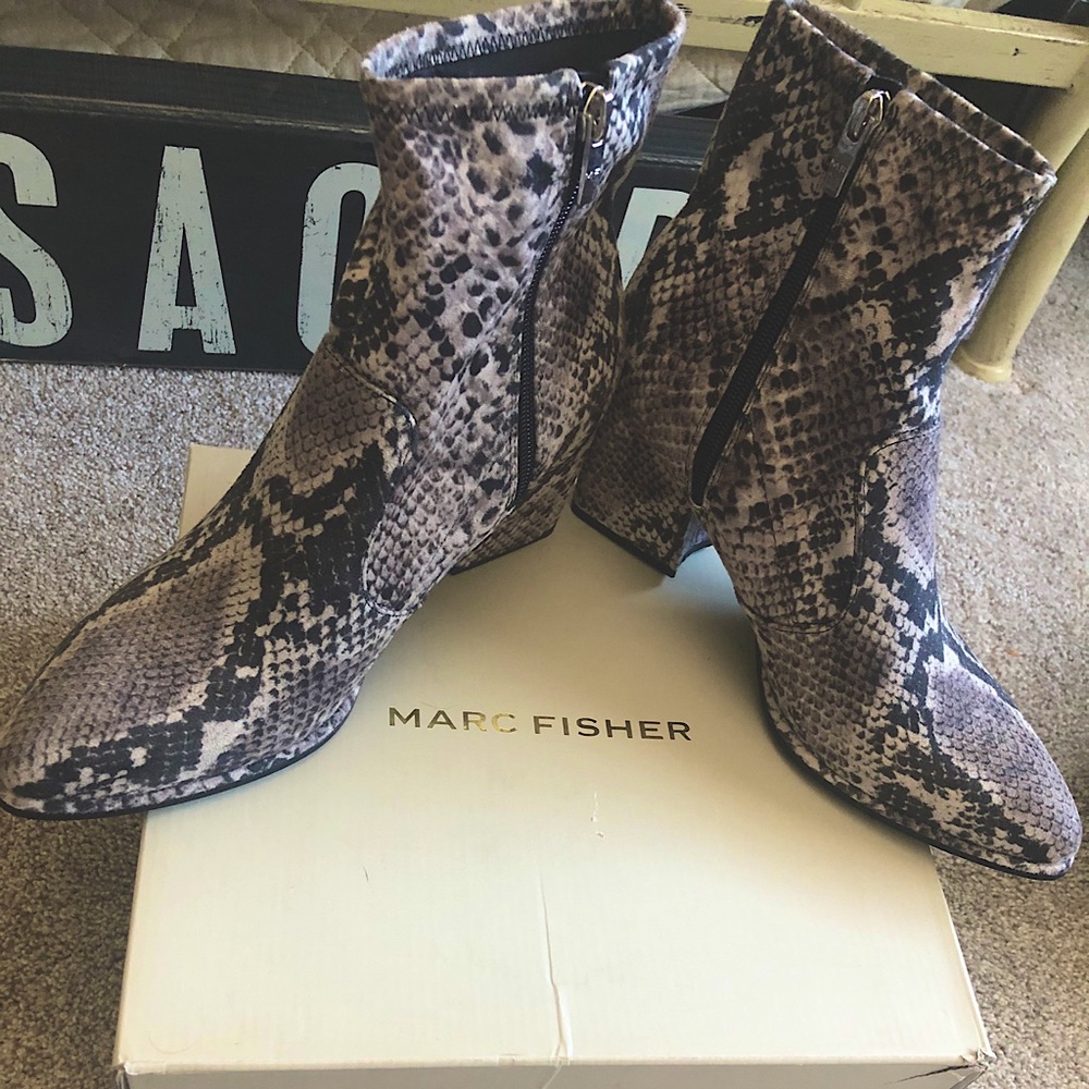 Marc Fisher Snake Skin Ankle Boots